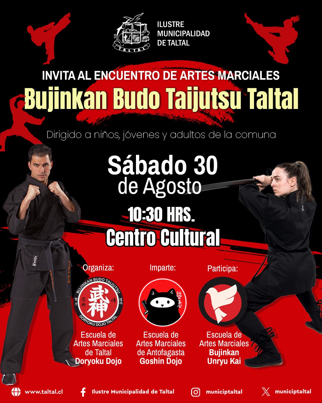 Flyer oficial de la actividad Bujinkan Taltal Agosto 2025.