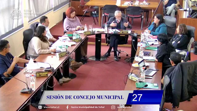 Captura de pantalla de la Sesión de Concejo Municipal de Taltal Nº27. 