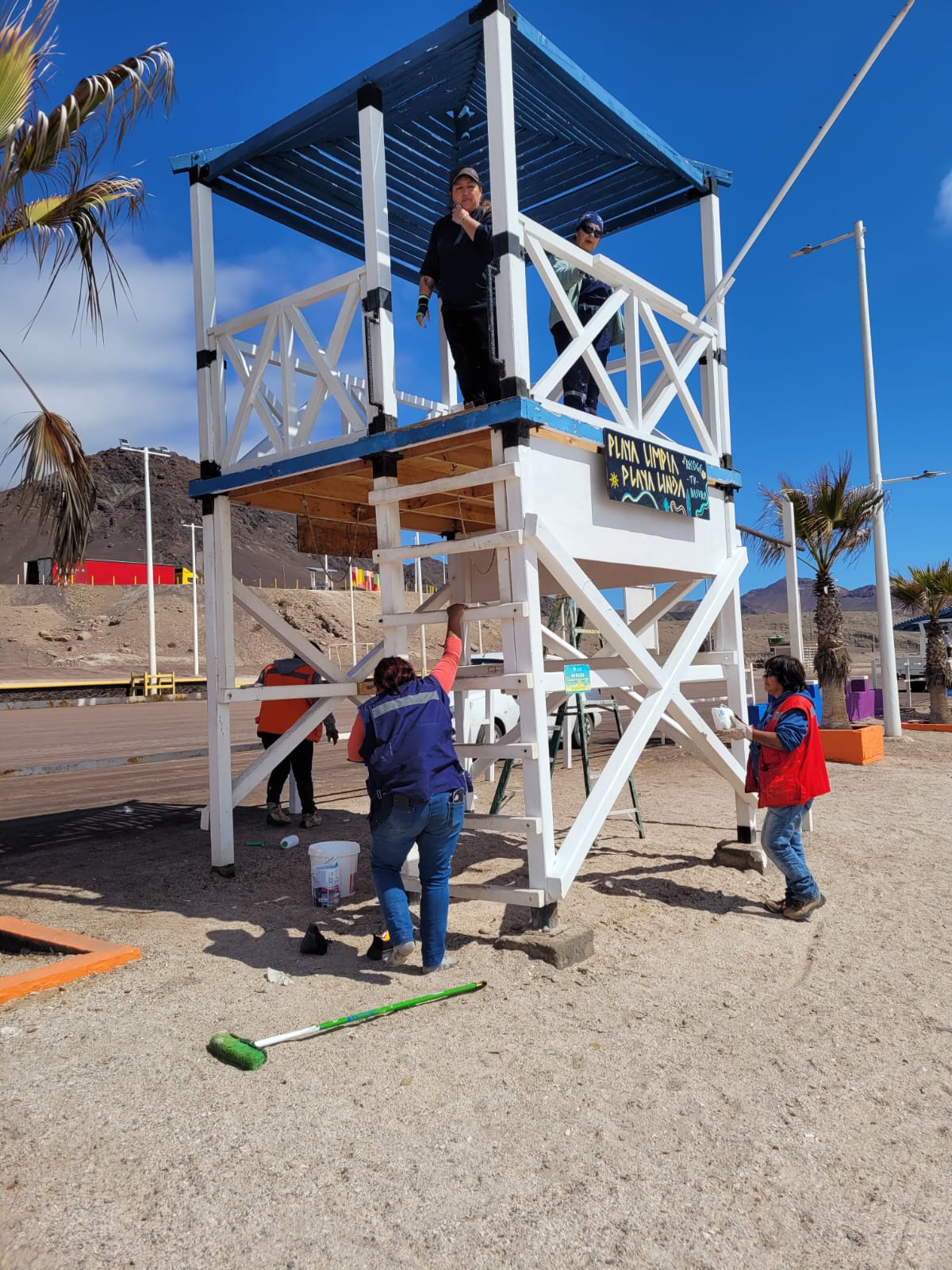 Estudiantes y vecinos de Taltal participando en la jornada de limpieza de playas 2025, organizada por la municipalidad junto a instituciones públicas y privadas.