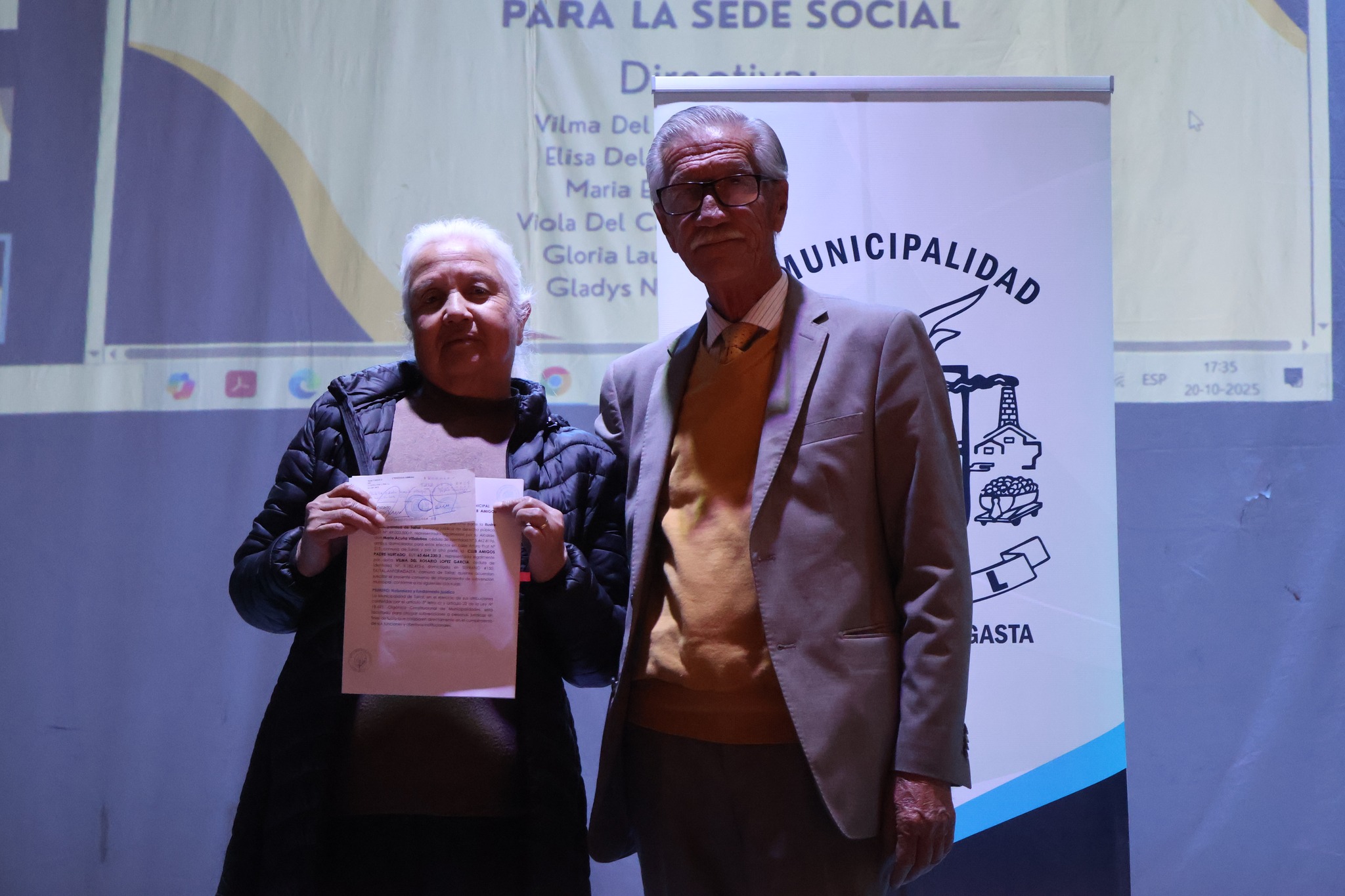 Representante vecinal recibe subvención municipal 2025 para su sede social en Taltal.