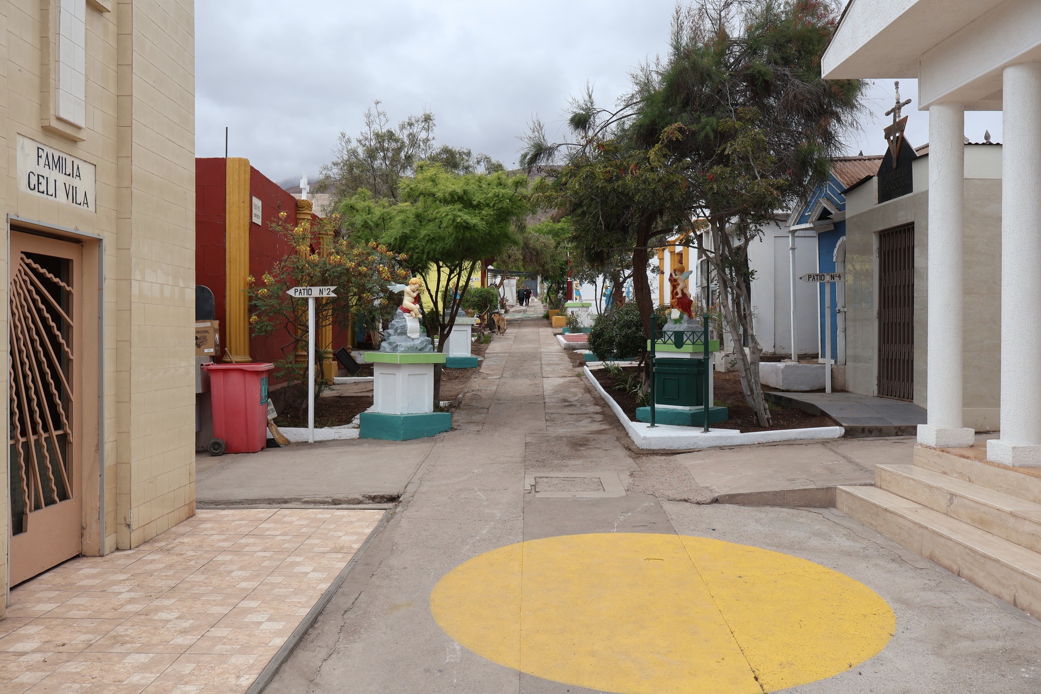 Caminos interiores del Cementerio Municipal de Taltal, con sectores pintados y jardines renovados para la conmemoración del 1 de noviembre.