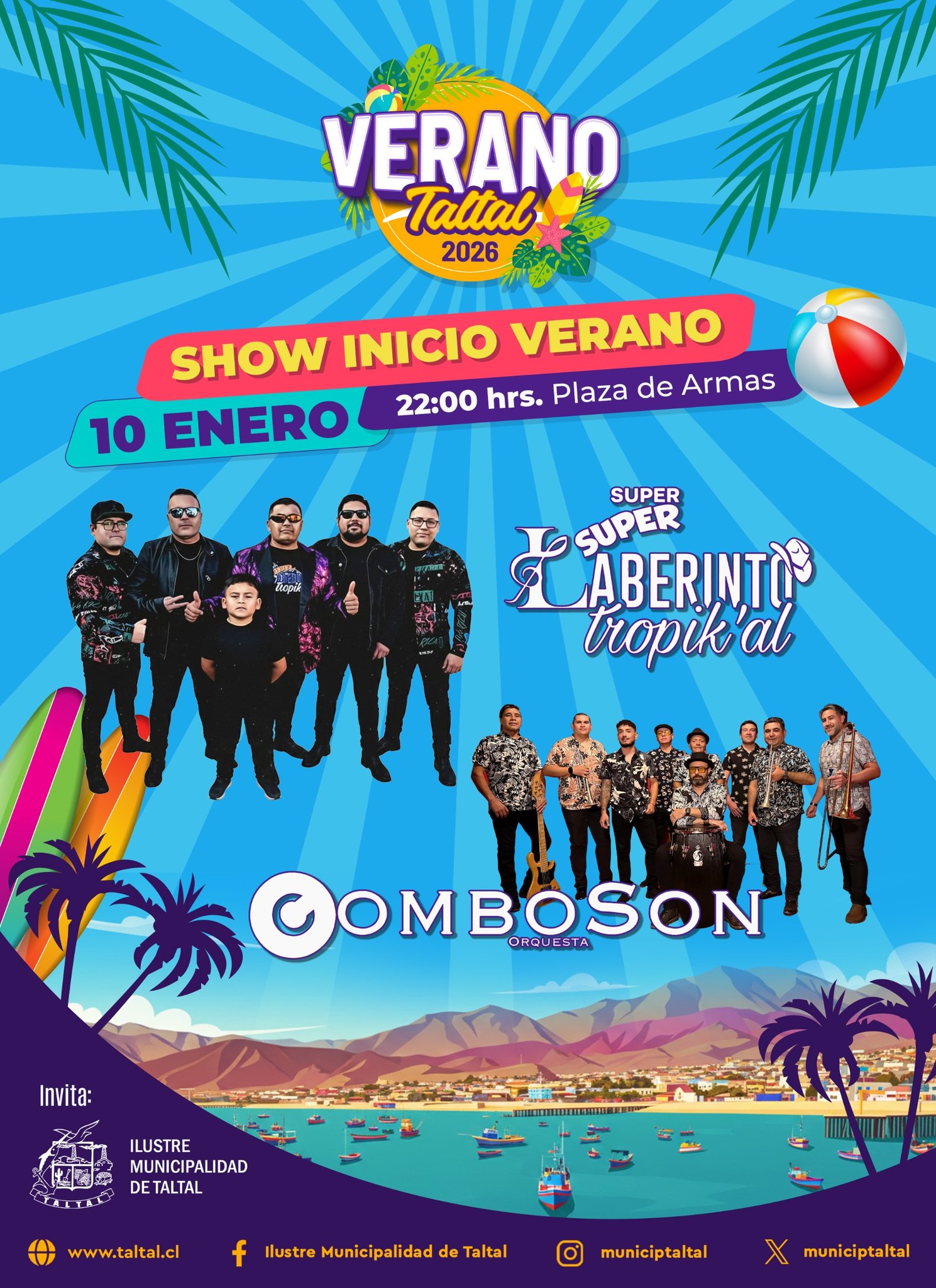 Show inaugural del Verano Taltal 2026 en la Plaza de Armas con presentaciones musicales en vivo y entrada liberada para toda la comunidad.