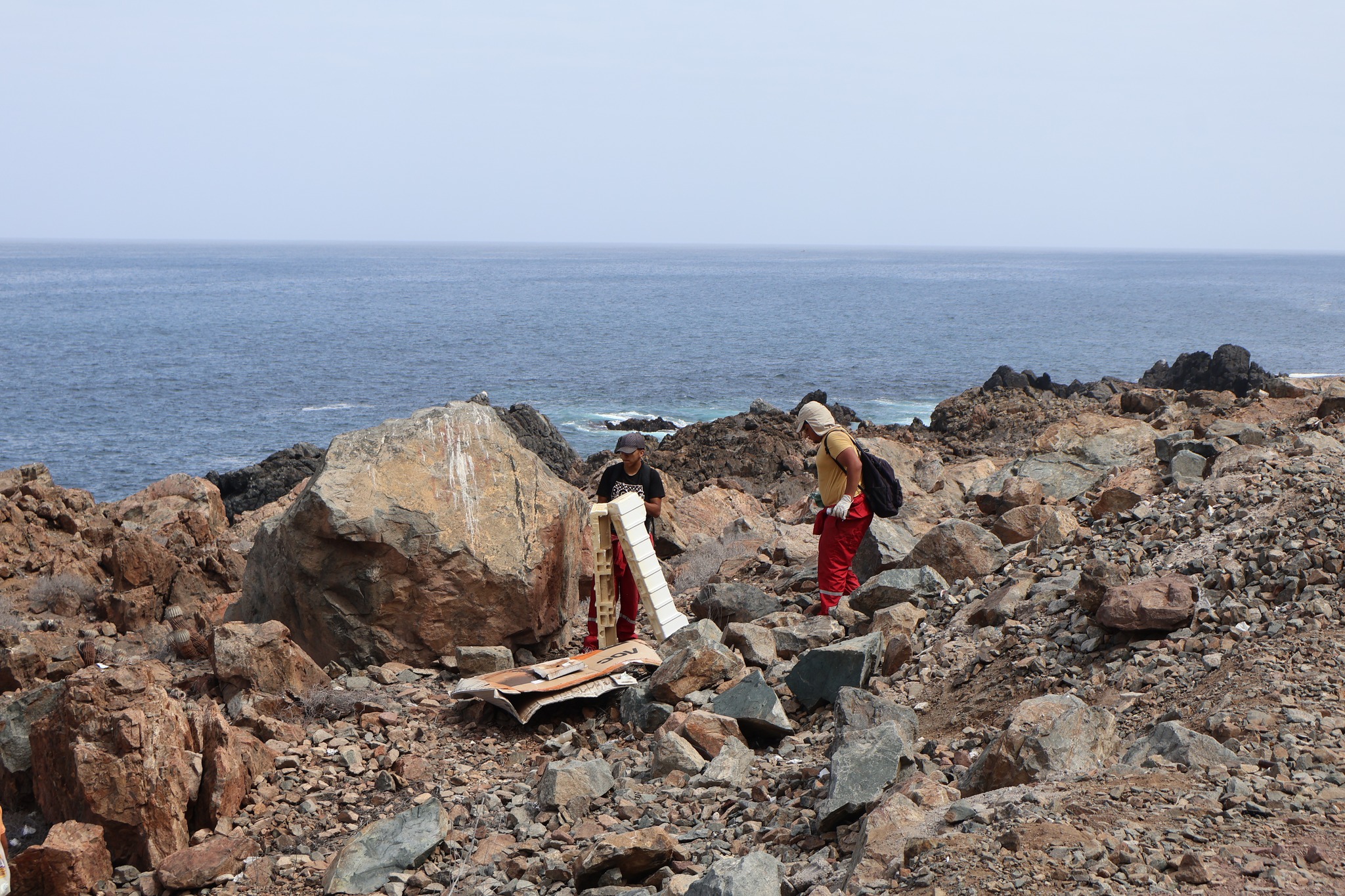 Cuadrillas con chalecos reflectantes realizan recolección de basura en quebrada costera de Taltal.