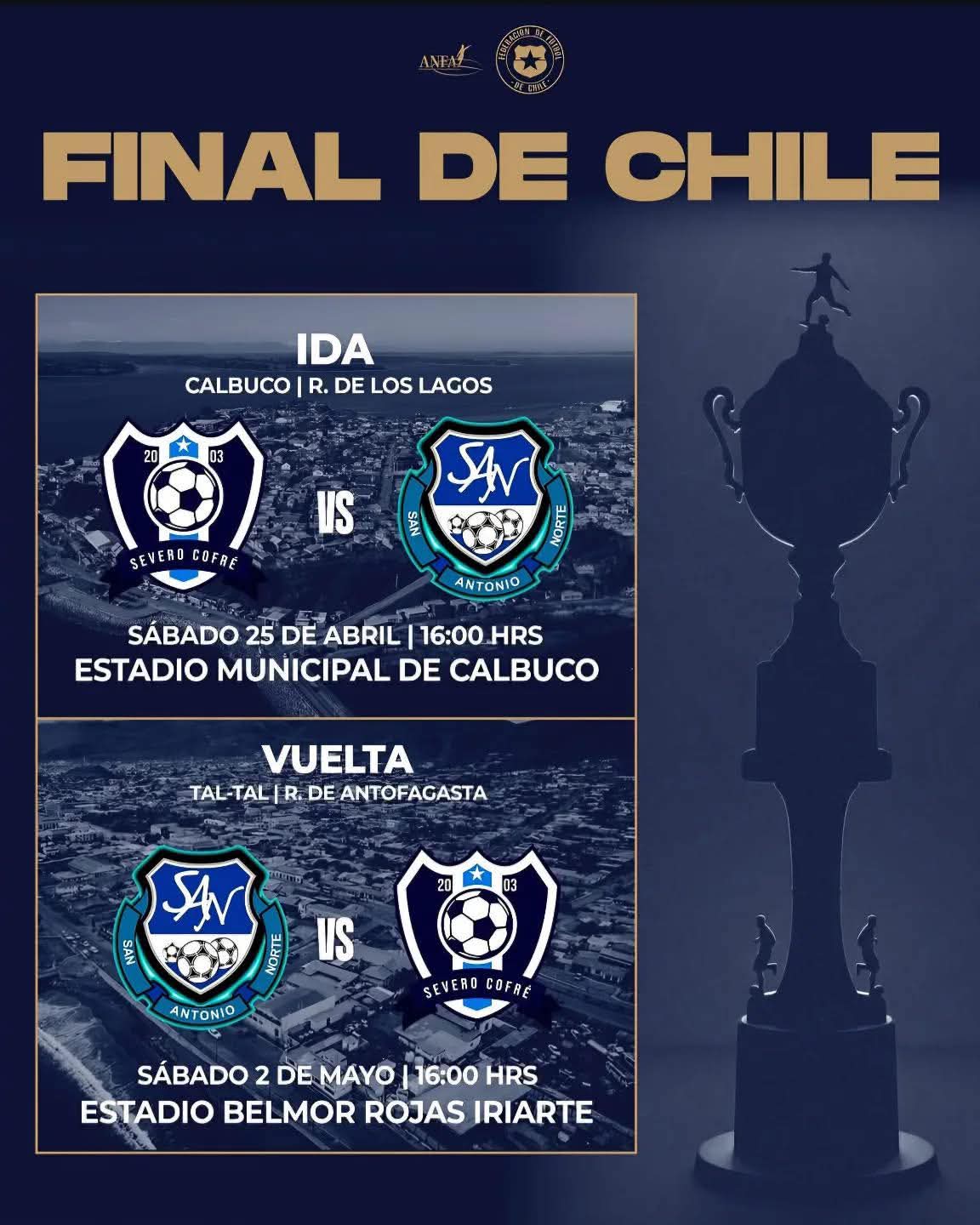 San Antonio Norte ya tiene programación confirmada para disputar la final nacional de Clubes Campeones ANFA 2026. El elenco de Taltal enfrentará a Severo Cofré en una serie de ida y vuelta, con desenlace en casa, en un hito deportivo para la comuna que, al mismo tiempo, obliga a mirar con atención el entorno de una competencia amateur golpeada en los últimos meses por graves episodios de violencia. El calendario de una final histórica La ANFA ya fijó las coordenadas de la definición. El sorteo determinó que San Antonio Norte comenzará como visitante en la Región de Los Lagos y que el partido decisivo se disputará en Taltal, un detalle que en una serie de esta naturaleza tiene peso competitivo, emocional y territorial. Final de ida Sábado 25 de abril, 16:00 horas Estadio Municipal de Calbuco Final de vuelta Sábado 2 de mayo, 16:00 horas Estadio Belmor Rojas Iriarte, Taltal El formato contempla definición por puntaje acumulado, sin diferencia de gol como criterio de desempate. Si la igualdad persiste tras ambos encuentros, habrá tiempo extra y, de ser necesario, lanzamientos penales. Ese marco reglamentario empuja la serie hacia una lógica cerrada, de paciencia y de detalles, donde la localía del segundo partido puede alterar el pulso emocional de la llave. El peso deportivo de cerrar en casa Para San Antonio Norte, definir en el Belmor Rojas Iriarte no es solo una comodidad logística. Es la posibilidad de llevar la final al corazón de su territorio, donde el equipo ha construido pertenencia, respaldo popular y una relación directa con su entorno. En ese sentido, la localía es una ventaja, pero también una responsabilidad. Las finales no siempre premian al que más empuja; muchas veces consagran al que mejor administra la presión. Y San Antonio Norte, que viene de un recorrido sólido en el Zonal Norte, deberá sostener la templanza en una serie que se intuye cerrada frente a un rival como Severo Cofré, también instalado por méritos propios en la definición. Del Zonal Norte a la final nacional: el contexto que no se puede ignorar La campaña que puso a San Antonio Norte en la final de Chile tuvo un cierre deportivo inolvidable, pero también dejó una lección incómoda. La consagración en el Zonal Norte ante Guillermo Rivera quedó parcialmente opacada por incidentes posteriores al partido en Taltal, en una noche que debió ser recordada solo por el logro futbolístico y que terminó abriendo preguntas sobre organización, control y comportamiento en el entorno del espectáculo. Ese antecedente local se vuelve todavía más relevante al observar lo ocurrido semanas después en San Antonio. Allí, en el contexto de un partido amateur entre Cerro Alegre y Estrella Roja por la Copa de Campeones regional, el futbolista Nicolás Vidal murió tras una balacera y una serie de agresiones que remecieron al fútbol amateur chileno. El hecho fue confirmado por Carabineros y por la propia ARFA Quinta, que suspendió los torneos regionales, anunció acciones judiciales y luego comunicó sanciones de expulsión perpetua para involucrados. La conexión entre ambos episodios no está en su gravedad —claramente distinta—, sino en la señal de alerta que emiten. El fútbol amateur chileno está obligado a blindar su esencia comunitaria. Y esta final, por su magnitud, será observada no solo por lo que ocurra en la cancha, sino por la capacidad de todos los actores de sostener un evento a la altura. Una final que trasciende el marcador San Antonio Norte no solo juega por un título. Juega por un lugar en la historia deportiva de Taltal. Juega por la validación de un proceso. Juega por instalar a la comuna en la primera línea del amateurismo nacional. Pero también juega en un escenario donde el fútbol ya no puede desentenderse de su contexto. La final de Chile ANFA será, a la vez, prueba deportiva y examen institucional. Prueba para el equipo, que deberá responder en una serie de máxima exigencia. Examen para el entorno, que tendrá que demostrar que Taltal puede albergar un evento de esta dimensión con orden, respeto y control. Lectura editorial San Antonio Norte llega a la final con razones futbolísticas suficientes para soñar. Tiene recorrido, tiene identidad y tendrá la ventaja de cerrar ante su gente. Pero la magnitud del momento exige una mirada más amplia. La final de Chile no será solo una disputa entre San Antonio Norte y Severo Cofré. Será también una oportunidad para que el fútbol amateur recupere centralidad en lo verdaderamente importante: el juego, la comunidad y la emoción bien entendida. Después de un Zonal Norte empañado por incidentes y tras el crimen que estremeció a San Antonio, Taltal tiene la posibilidad de ofrecer algo más que una localía fuerte. Tiene la oportunidad de ofrecer un ejemplo.