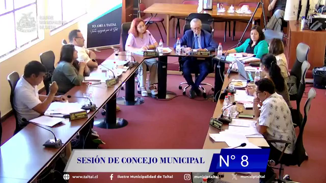 Sesión Ordinaria N°8 del Concejo Municipal de Taltal, 10 de marzo de 2026. Alcalde y concejales reunidos en la sala de sesiones de la Ilustre Municipalidad de Taltal.