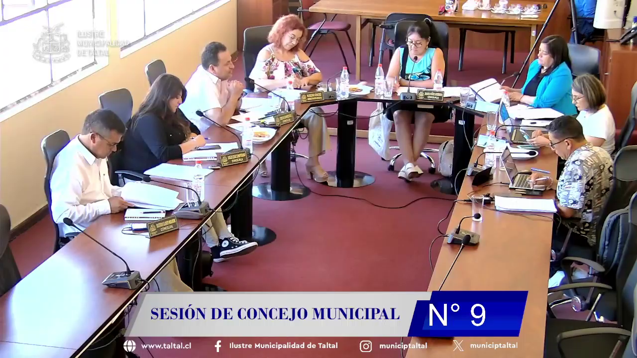 Sesión Ordinaria N°8 del Concejo Municipal de Taltal, 10 de marzo de 2026. Alcalde y concejales reunidos en la sala de sesiones de la Ilustre Municipalidad de Taltal.