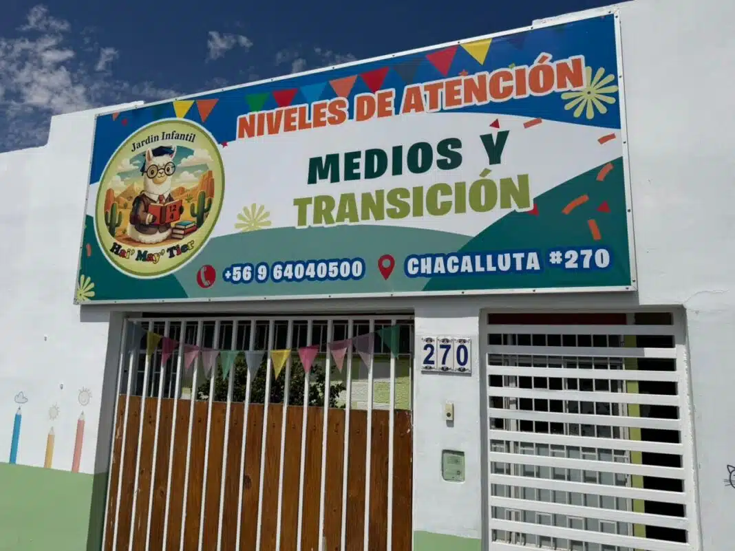 Frontis del jardín infantil Hai May Tier de Antofagasta tras la suspensión de clases por una amenaza difundida en redes sociales